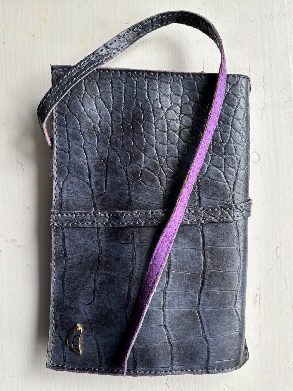 Purple Leather and Suede Travel Case for Jewelry- Artisan Made